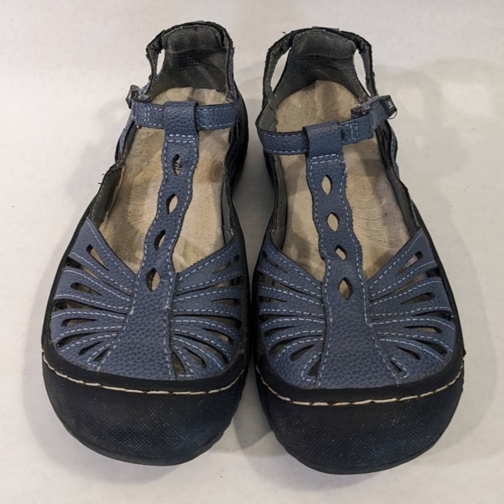JBU by Jambu Wildflower Blue Vegan Leather Cutout Mary Jane Sandals Womens 6M